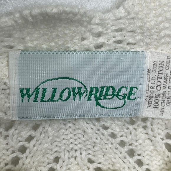 Willow Ridge Vintage 100% Cotton Knit Scalloped Detail Crochet Grandma Sweater - Picture 6 of 6